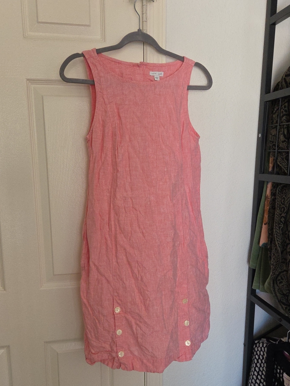 J.Jill Love Linen Sleeveless Coral Linen Shift Dress XS